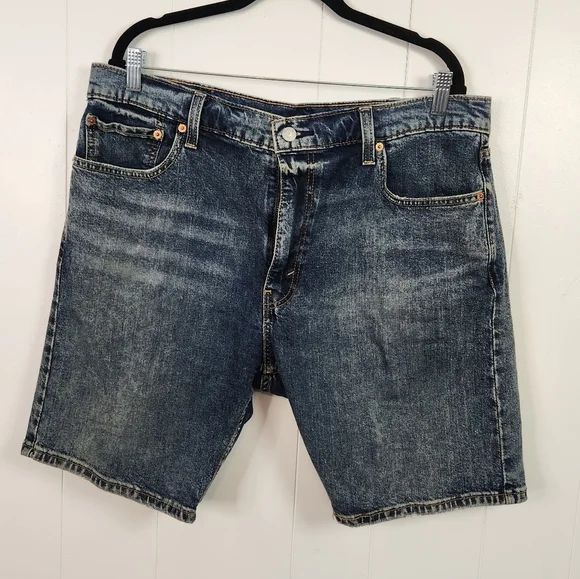 Levis 412 Men’s Size 38 9" Denim Jean Shorts Blue Medium Wash Stretch Festival - Picture 2 of 9